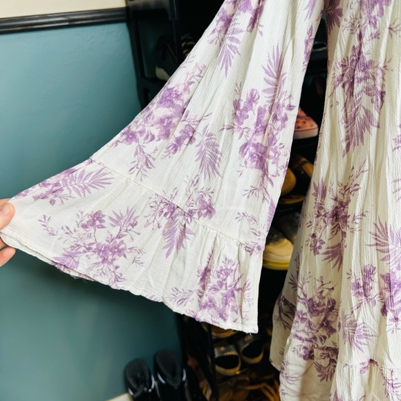 Altar'd State Purple and Cream Floral Cold Shoulder Dress Size Medium - Picture 4 of 9